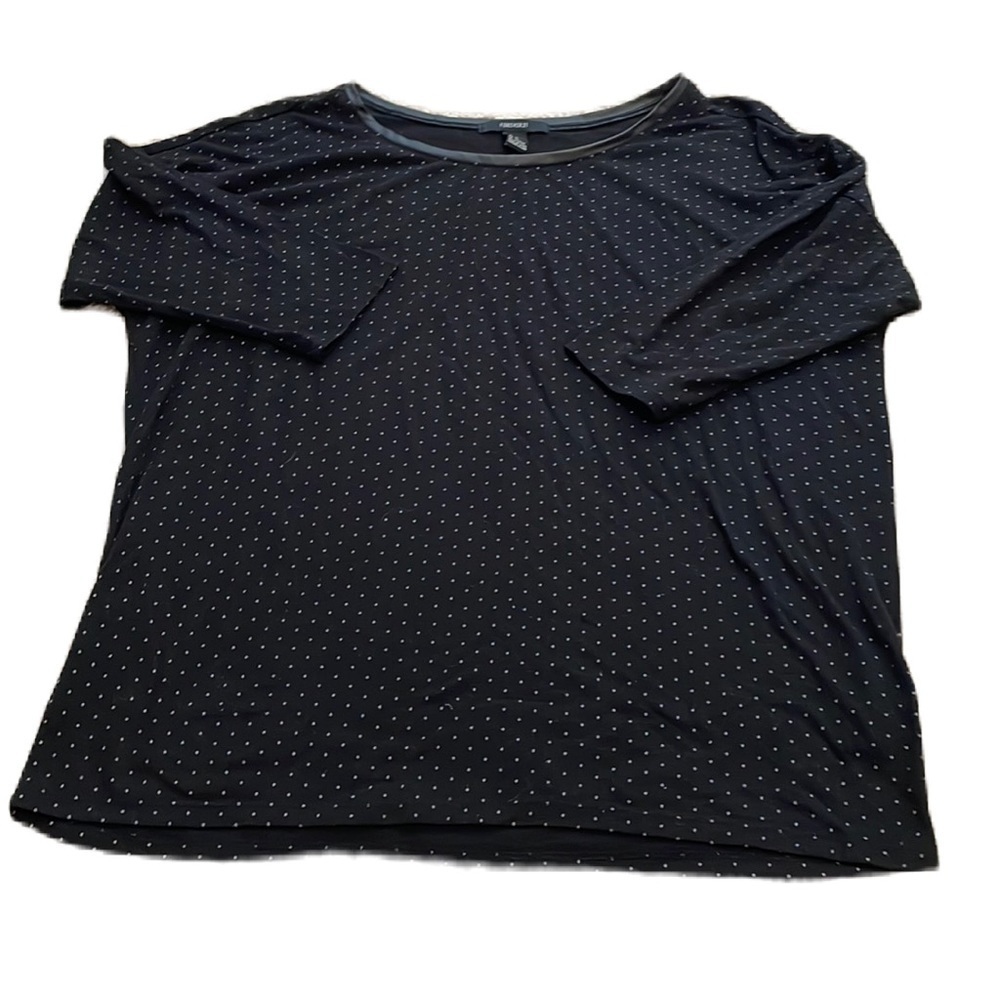 Forever 21 Women's Polka Dot Top 3/4 Sleeve Black White Size Medium EUC Basic